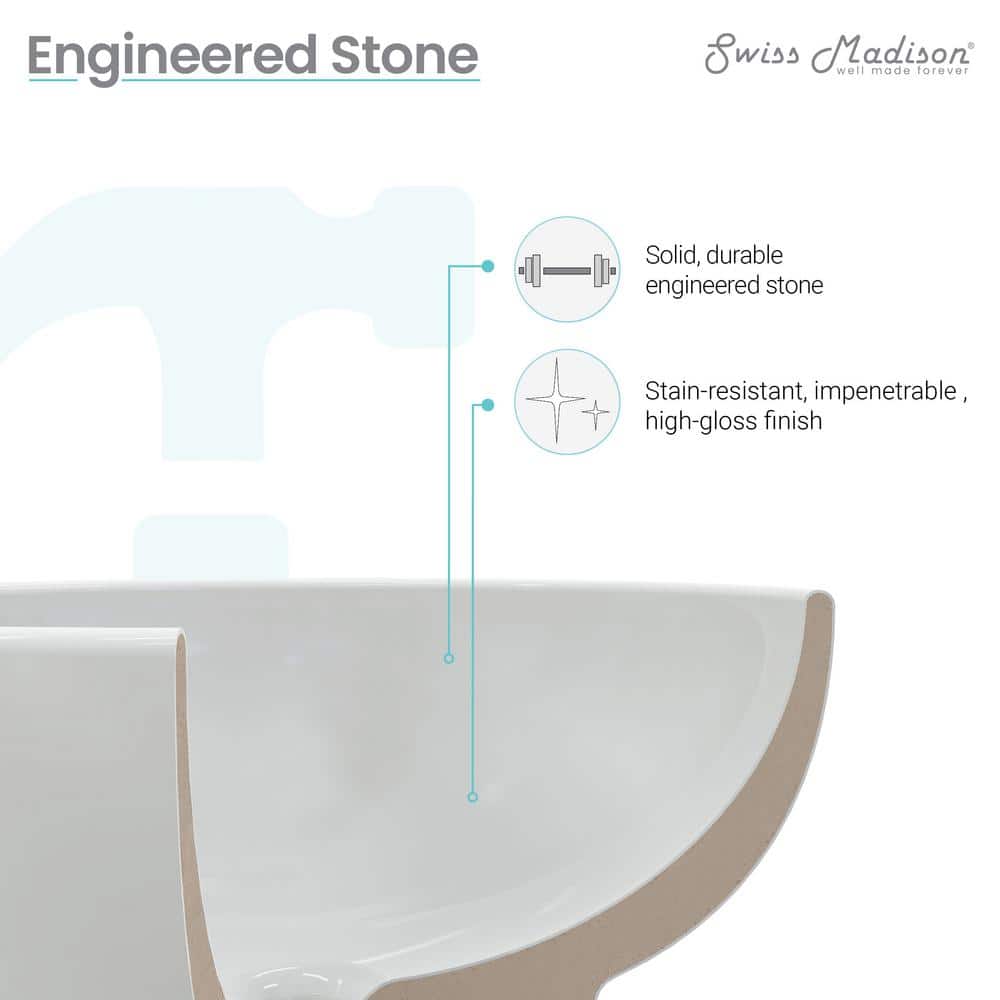 White Ceramic Double Vanity Top Bathroom Sink, 60 Inch