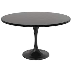 Verve Modern Black MDF Wood Tabletop 48 in. with Steel Pedestal Base Dining Table 4-Seater