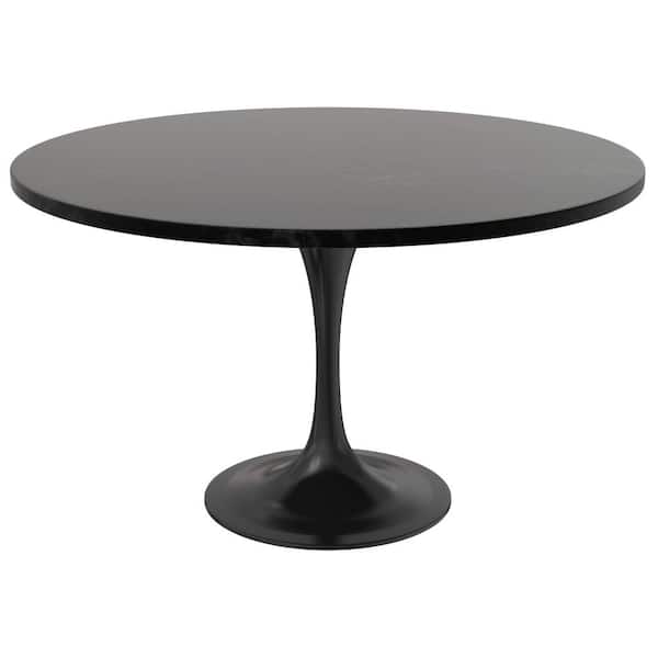 Leisuremod Verve Modern Black MDF Wood Tabletop 48 in. with Steel Pedestal Base Dining Table 4-Seater