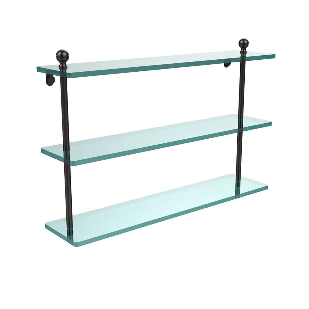 Allied Brass Mambo 22 in. L x 15 in. H x 5 in. W 3-Tier Clear Glass Bathroom Shelf in Oil Rubbed Bronze