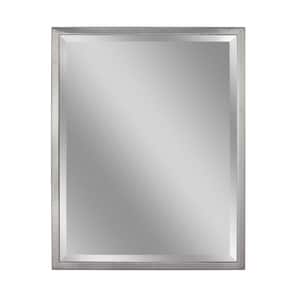 24 in. W x 30 in. H Framed Rectangular Beveled Edge Bathroom Vanity Mirror in Brush Nickel