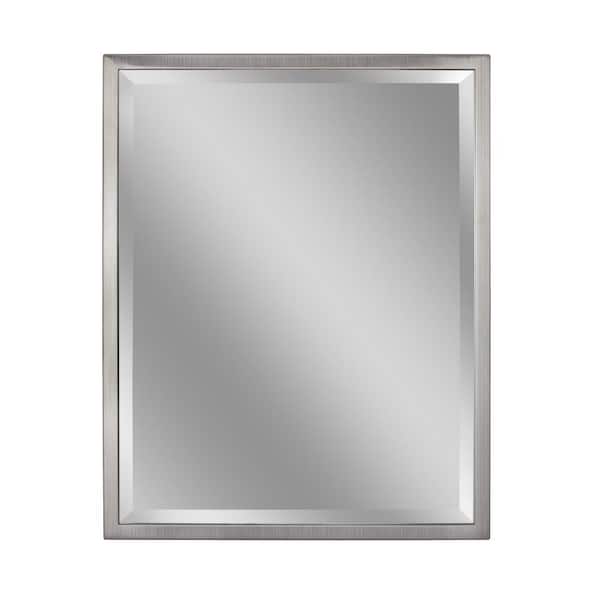 Deco Mirror 24 in. W x 30 in. H Framed Rectangular Beveled Edge Bathroom Vanity Mirror in Brush Nickel