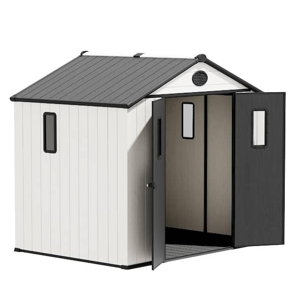 EAGLE PEAK 8x6ft Resin Outdoor Storage Shed, Heavy-Duty Garden