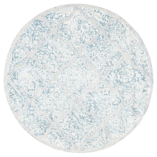 Circular Rug Rvt SAFAVIEH Restoration Vintage 6 ft. x 6 ft. Blue/Ivory Distressed High ...