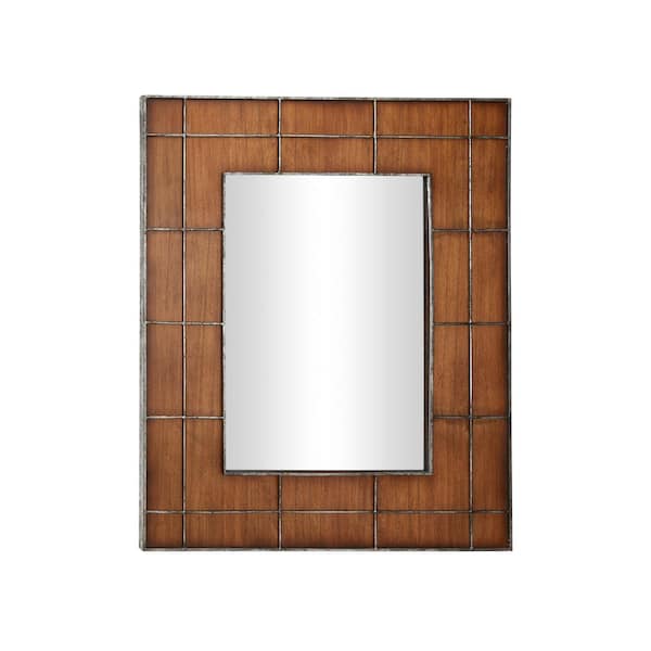 Litton Lane Large Rectangle Brown Contemporary Mirror (44 in. H x 1 in. W)