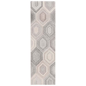 Abstract Natural/Gray 2 ft. x 8 ft. Abstract Geometric Runner Rug