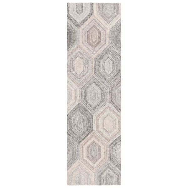 SAFAVIEH Abstract Natural/Gray 2 ft. x 8 ft. Abstract Geometric Runner Rug
