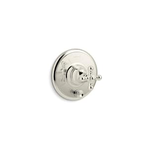 Artifacts Rite-Temp valve trim with cross handle, valve not included in Vibrant Polished Nickel