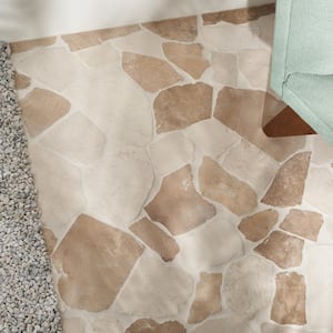 Countryside Flagstone Komodo Beige 39.37 in. x 39.37 in. Honed Marble Mosaic Floor and Wall Tile (10.76 sq. ft./Each)