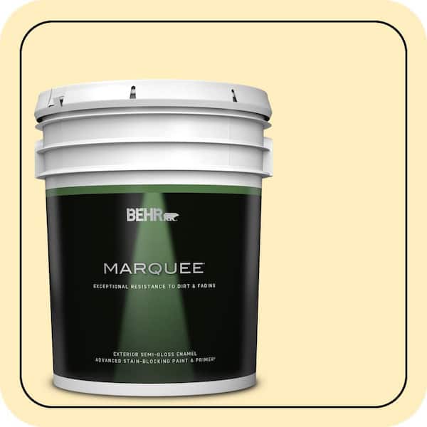 BEHR MARQUEE 5 gal. #P290-1 Soft Buttercup Semi-Gloss Enamel Exterior Paint & Primer
