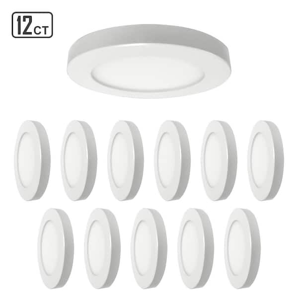 E ENERGETIC LIGHTING 5 In. White Slim Flush Mount Integrated LED Ceiling Light Dimmable Round Ultra-Thin Fixture CCT Selectable 12-Pack