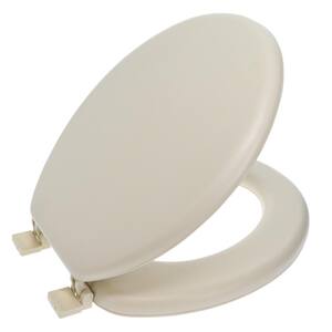 MAYFAIR 113EC 006 Soft Toilet Seat Easily Removes ELONGATED Padded with Wood ... 