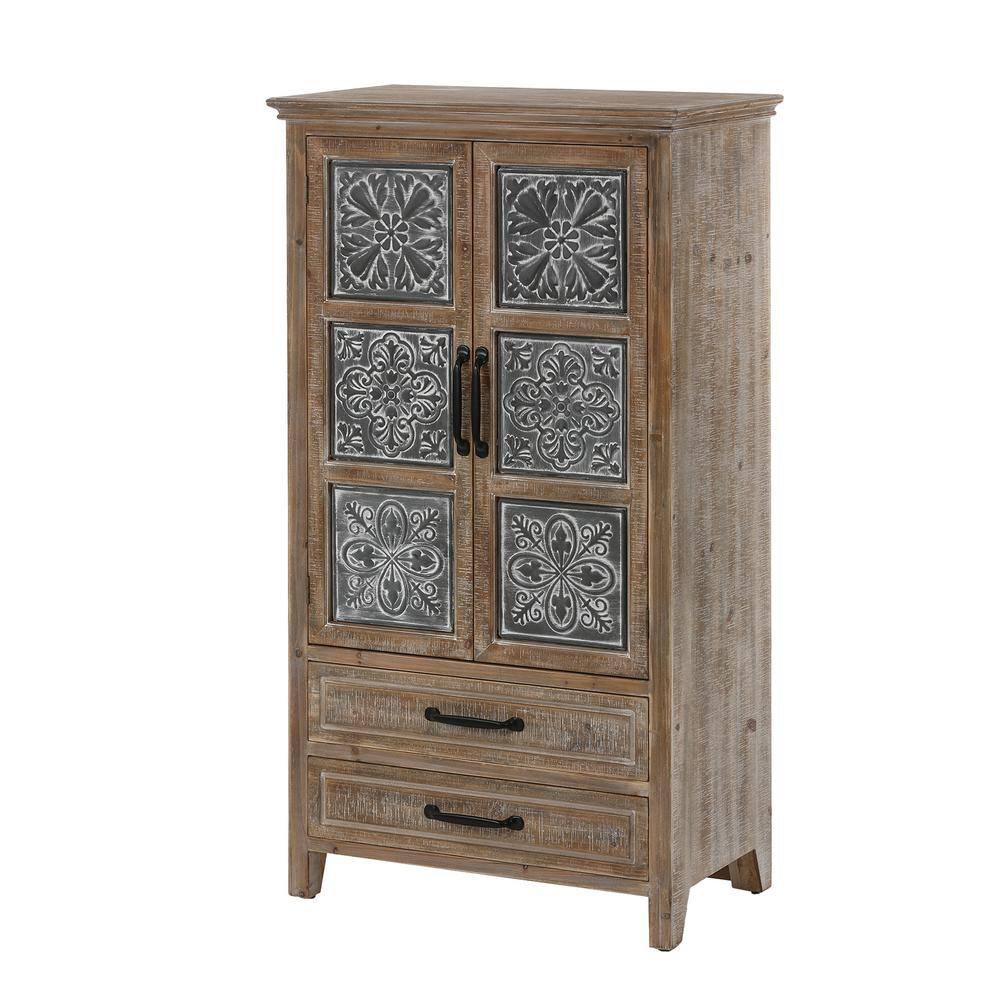 Rustic Farmhouse Wood and Metal 2-Door 2-Drawer Storage Cabinet