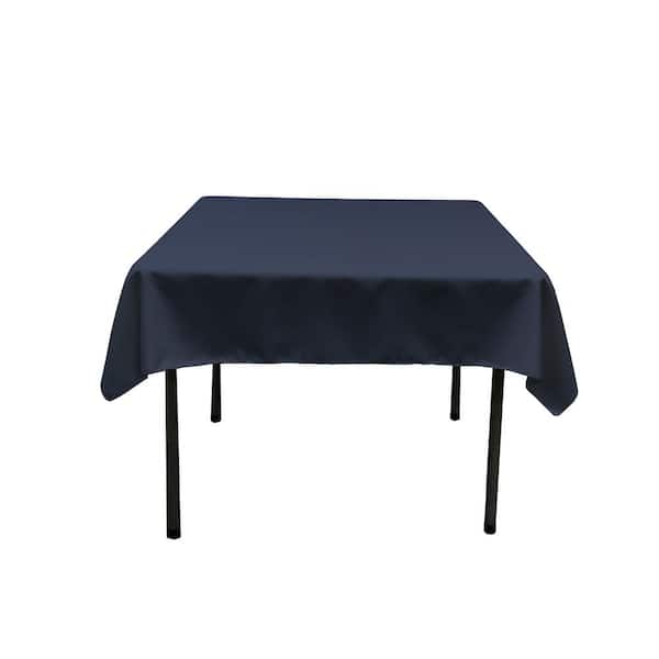 LA Linen 58 in. x 58 in. Navy Blue Polyester Poplin Square Tablecloth