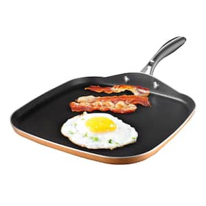 10.5 in. Copper Cast Textured Surface Aluminum Non-Stick Griddle Pan
