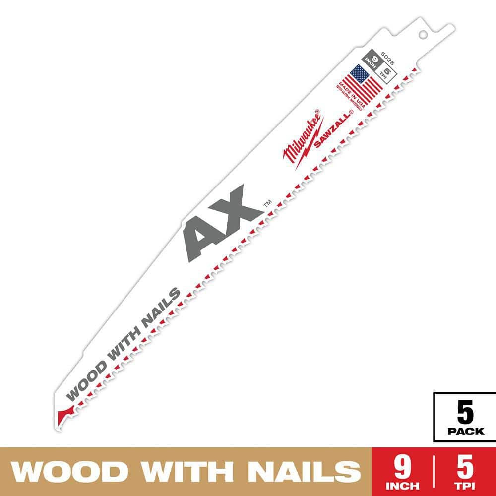 9 in. 5 TPI AX Nail-Embedded Wood Cutting SAWZALL Reciprocating Saw Blades (5-Pack) price history on PriceWatchPro