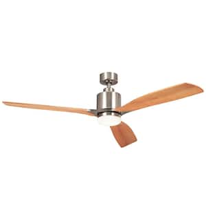 Ridley II 60 in. Indoor Brushed Stainless Steel Downrod Mount Ceiling Fan with Integrated LED with Wall Control Included