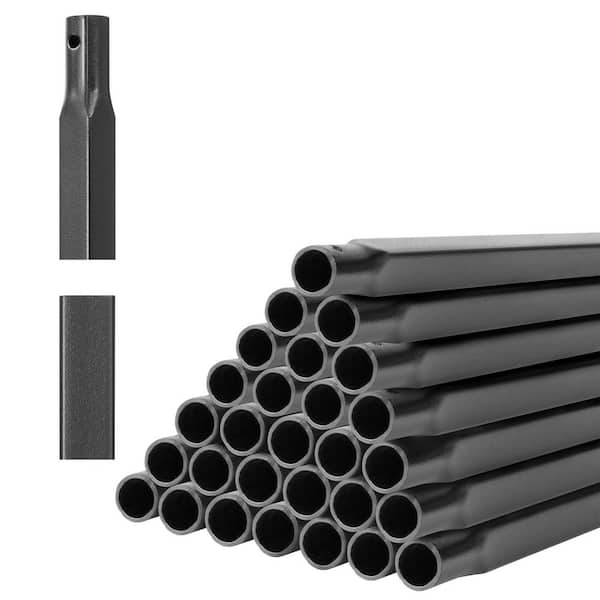 44 in. Stair Balusters 31 Pack Carbon Steel Square Metal Spindles Corrosion-Proof Pre-Drilled Matte Black 0.5 in.