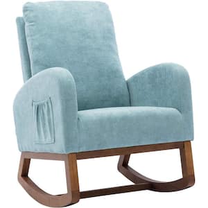 Modern Blue Linen Rocking Chair