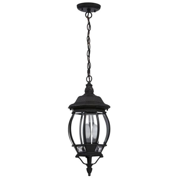 Glomar Concord 3 Light Textured Black, Hanging Lantern Style Outdoor Lights