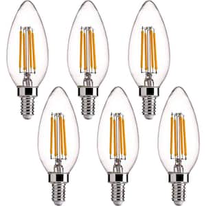 60-Watt Equivalent B11 E12 LED Candelabra Bulbs, Dimmable LED Candle Bulbs, 2700K Soft White, (6-Pack)