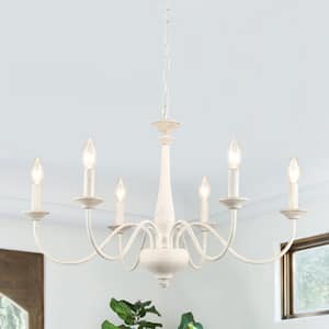 Tinoco 6-Light Beige Classic Candle Dimmable Traditional Chandelier for Living Room Kitchen Island Dining Room Foyer