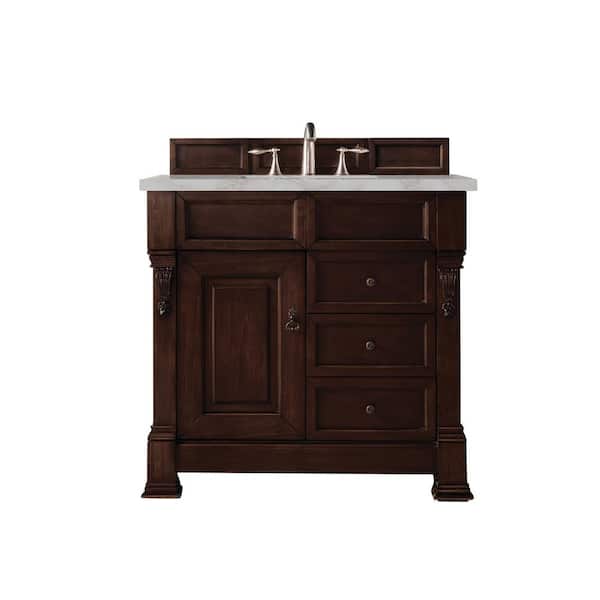 James Martin Vanities Brookfield 36.0 in. W x 23.5 in. D x 34.3 in. H Bathroom Vanity in Burnished Mahogany with Victorian Silver Top