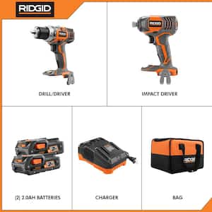 18V Cordless Drill/Driver and Impact Driver 2-Tool Combo Kit with (2) 2.0 Ah Batteries, Charger, and Bag