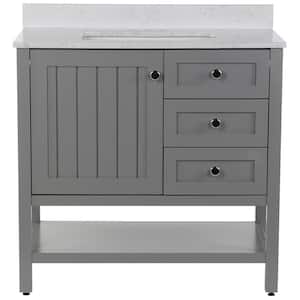 Lanceton 36 in. W x 22 in. D x 39 in. H Single Sink  Bath Vanity in Sterling Gray with Pulsar  Stone Composite Top