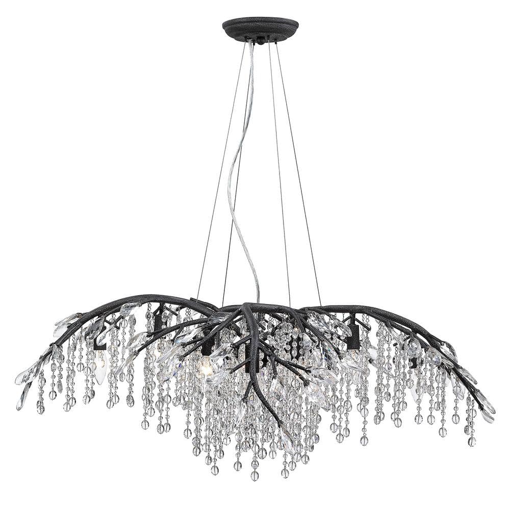 Black Crystal Candle 12-Light Chandelier