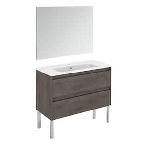 Ambra 39.8 in. W x 18.1 in. D x 32.9 in. H Complete Bathroom Vanity Unit in Samara Ash with Mirror