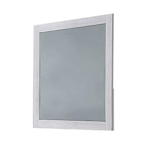 40.25 in. x 40.25 in. Modern Style Square Framed White Wall Mirror with Wooden Encasing and Grains