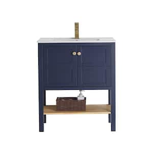Arola 29.5 in. W x 18.15 in D. x 35 in. H Bath Vanity in Navy Blue with Integrated Ceramic Sink Top