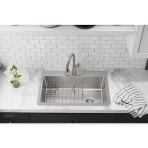 Avenue Drop-In/Undermount Stainless Steel 33 in. Single Bowl Kitchen Sink with Bottom Grid and Drain