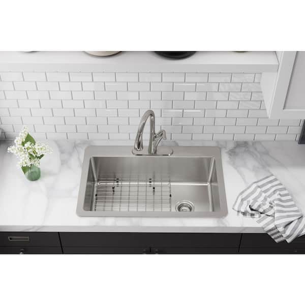 Avenue 33 in. Drop-In/Undermount Single Bowl 18-Gauge Stainless Steel Kitchen Sink w/ Accessories