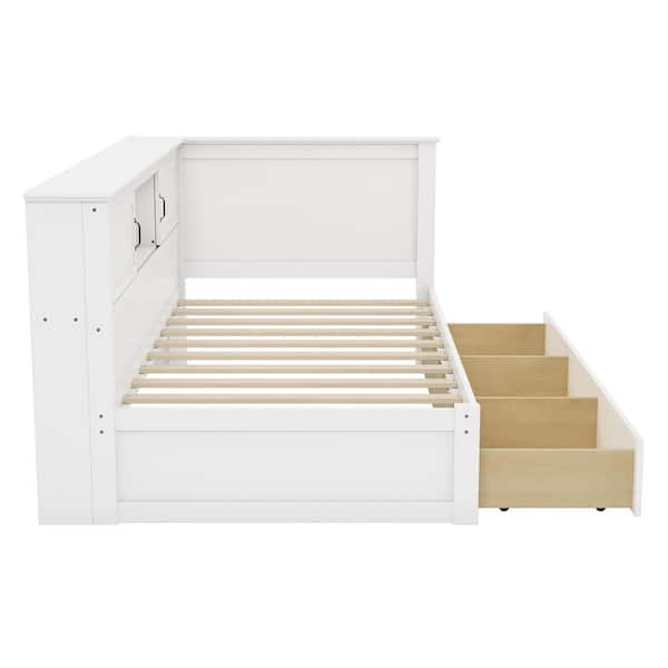 Boosicavelly White Wood Frame Twin Size Platform Bed
