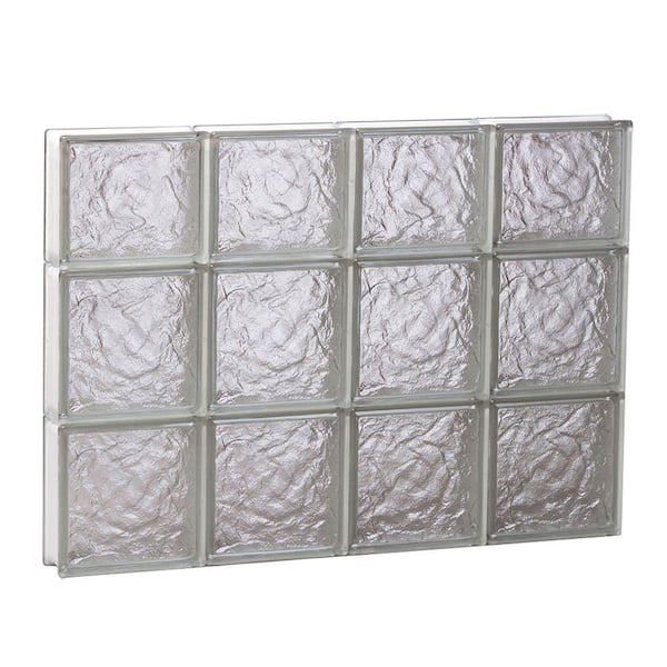 Clearly Secure 31 in. x 21.25 in. x 3.125 in. Frameless Ice Pattern Non-Vented Glass Block Window