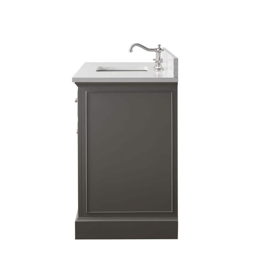 Thompson 48'' Gray Solid Wood Bathroom Vanity with Stone Top