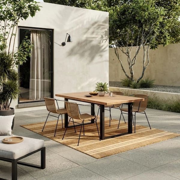 Horizon Indoor/Outdoor Natural 4 ft. x 6 ft. Stripes Contemporary Area Rug