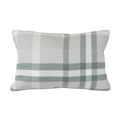 Tartan Jade Lumbar Outdoor Accent Throw Pillow