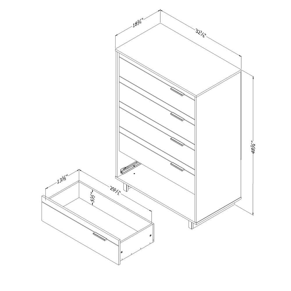 Gray Oak 5-Drawer Chest with Soft Close Drawer