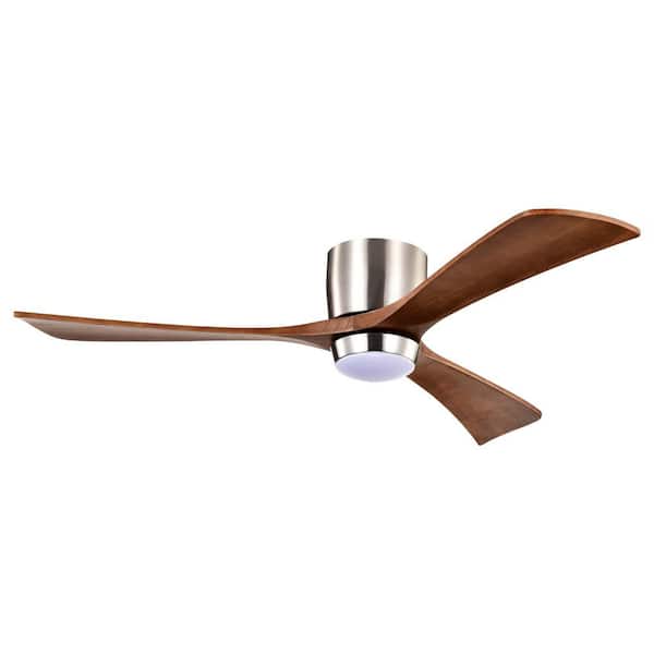52 in. door Nickel 3 Wood Blades Ceiling Fan with Remote Control, Quiet DC Motor 6 Speed Levels Reversible Ceiling Fan