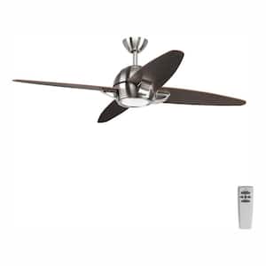 Soar 54 in. Indoor Integrated LED Brushed Nickel Modern Ceiling Fan with Remote for Living Room and Bedroom