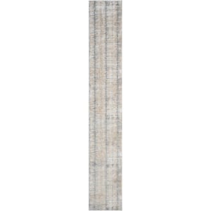 Modern Abstract Grey Gold 2 ft. x 12 ft. Abstract Contemporary Runner Area Rug