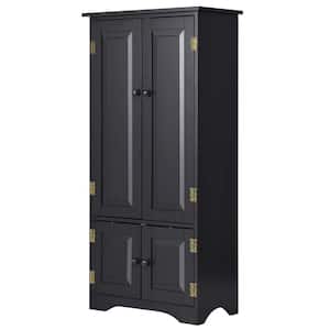 24 in. W x 13 in. D x 49 in. H Black MDF Freestanding Bathroom Linen Cabinet Accent Floor Storage Cabinet