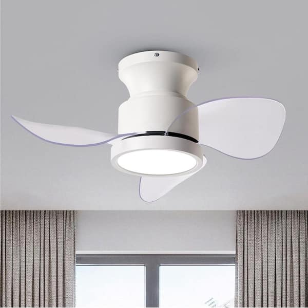 QRMOK F2 22 in. Indoor LED White Small Ceiling Fan with Light and Remote and Remote Reversible DC Motor 3 Blades