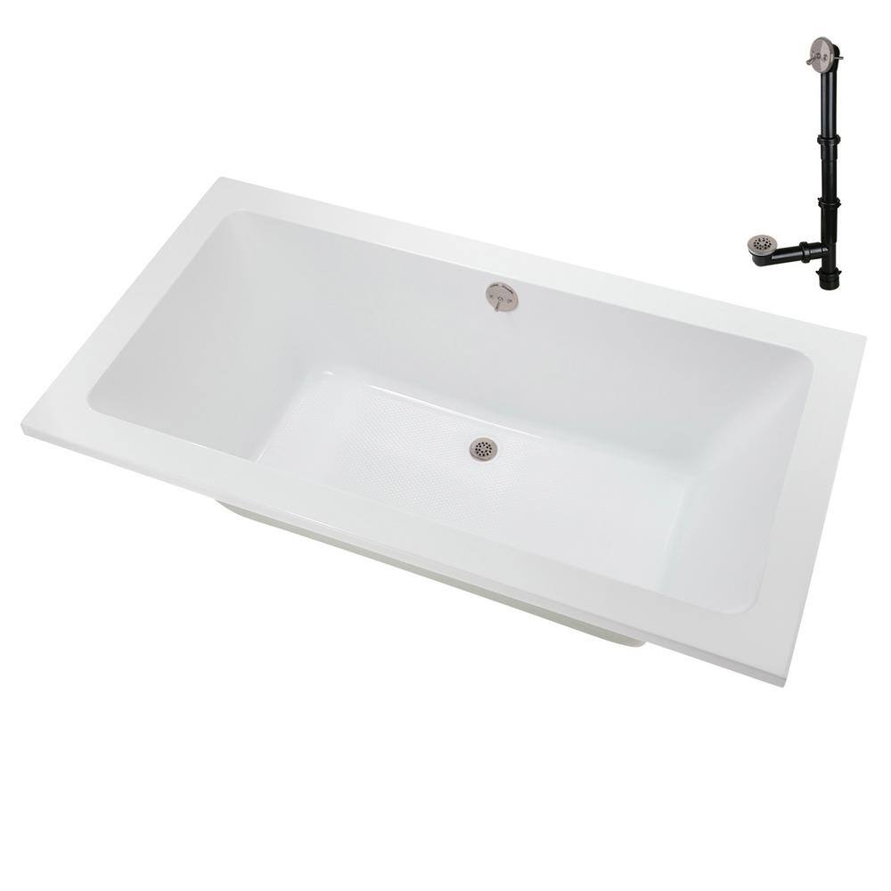 66'' x 34'' Glossy White Acrylic Soaking Drop-In Bathtub