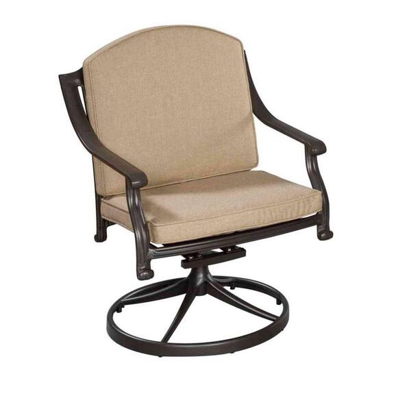 Home Styles Covington Patio Swivel Dining Chair with Antique Gold Cushion