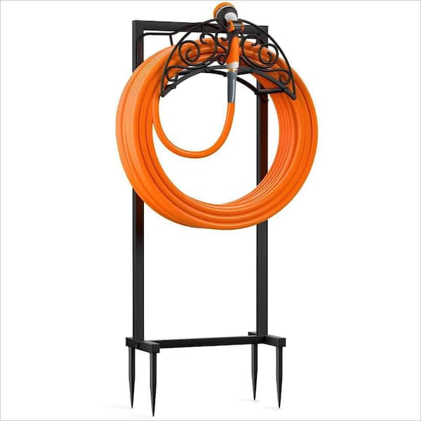 15.75 in. W x 7.87 in. D x 43.31 in. H Outdoor Storage Cabinet, Garden Hose Holder with 4 Spikes, Circular Pattern