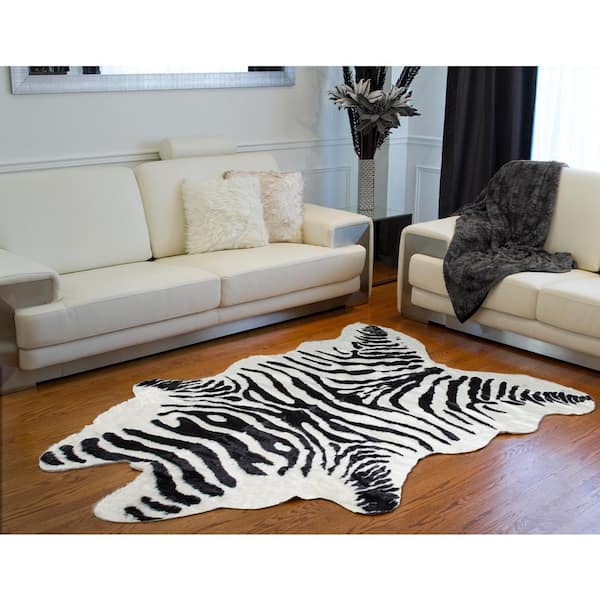 Luxe L 100 Faux Fur Zebra Black, Faux Cowhide Rugs Canada
